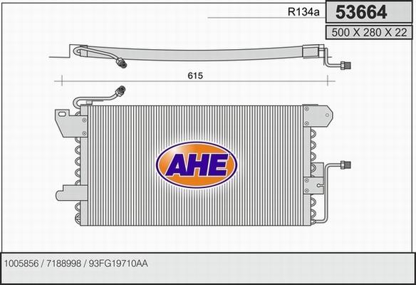 AHE 53664 - Конденсатор, кондиціонер autozip.com.ua