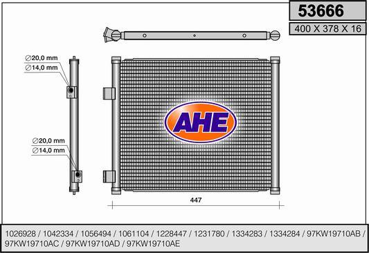 AHE 53666 - Конденсатор, кондиціонер autozip.com.ua