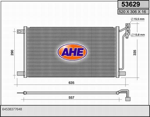 AHE 53629 - Конденсатор, кондиціонер autozip.com.ua