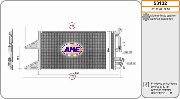AHE 53132 - Конденсатор, кондиціонер autozip.com.ua