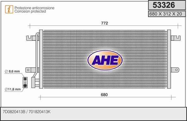 AHE 53326 - Конденсатор, кондиціонер autozip.com.ua