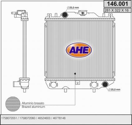 AHE 146.001 - Радіатор, охолодження двигуна autozip.com.ua