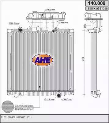 AHE 140.009 - Радіатор, охолодження двигуна autozip.com.ua