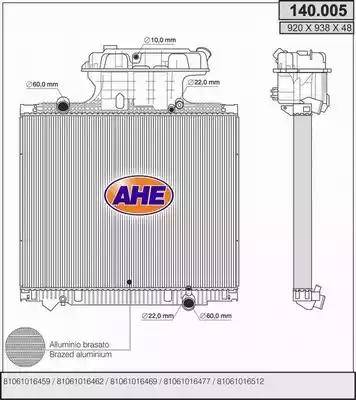 AHE 140.005 - Радіатор, охолодження двигуна autozip.com.ua
