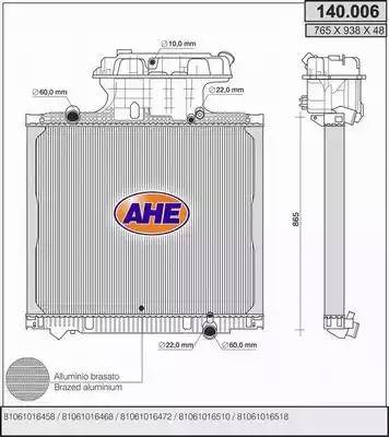 AHE 140.006 - Радіатор, охолодження двигуна autozip.com.ua