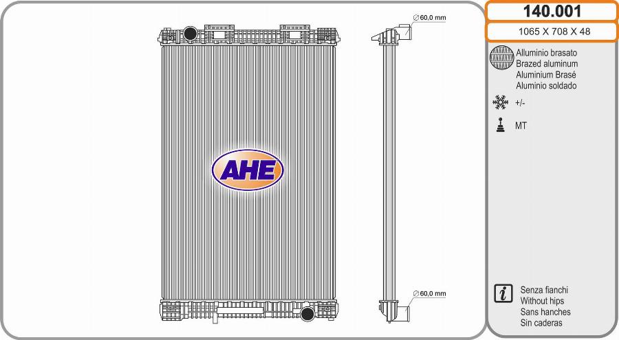 AHE 140.001 - Радіатор, охолодження двигуна autozip.com.ua