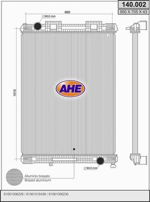 AHE 140.002 - Радіатор, охолодження двигуна autozip.com.ua