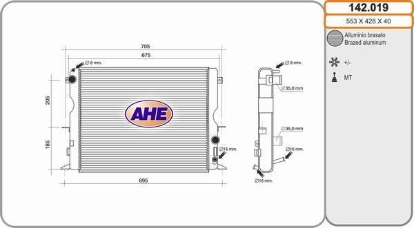 AHE 142.019 - Радіатор, охолодження двигуна autozip.com.ua