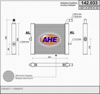 AHE 142.033 - Радіатор, охолодження двигуна autozip.com.ua