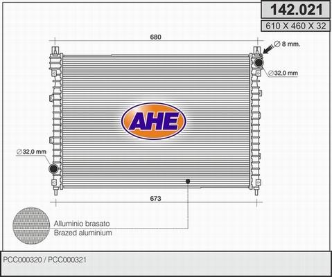 AHE 142.021 - Радіатор, охолодження двигуна autozip.com.ua