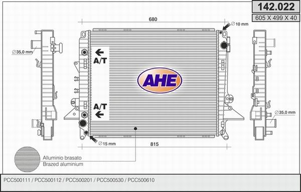 AHE 142.022 - Радіатор, охолодження двигуна autozip.com.ua