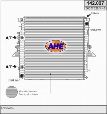 AHE 142.027 - Радіатор, охолодження двигуна autozip.com.ua