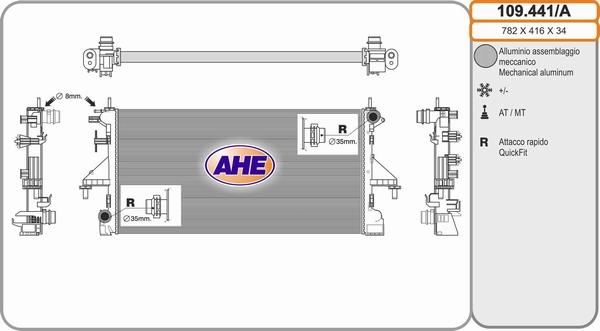 AHE 109.441/A - Радіатор, охолодження двигуна autozip.com.ua