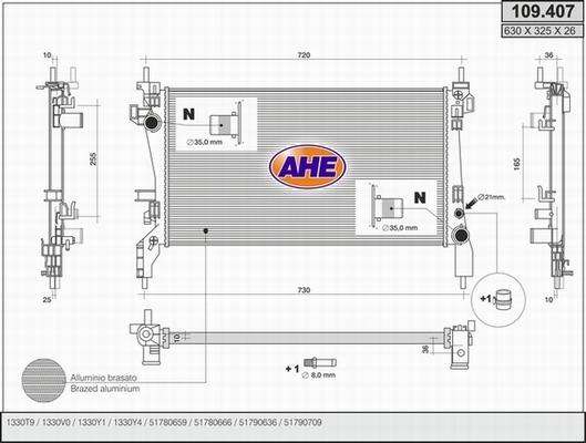 AHE 109.407 - Радіатор, охолодження двигуна autozip.com.ua