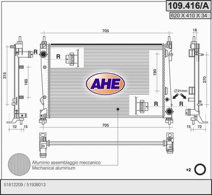 AHE 109.416/A - Радіатор, охолодження двигуна autozip.com.ua