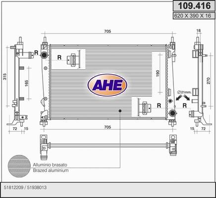 AHE 109.416 - Радіатор, охолодження двигуна autozip.com.ua