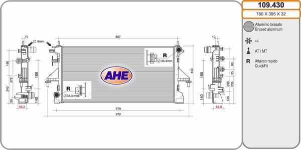 AHE 109.430 - Радіатор, охолодження двигуна autozip.com.ua