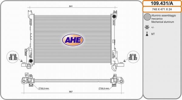 AHE 109.431/A - Радіатор, охолодження двигуна autozip.com.ua