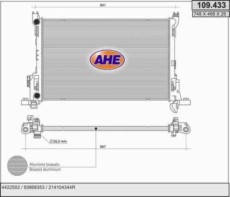 AHE 109.433 - Радіатор, охолодження двигуна autozip.com.ua