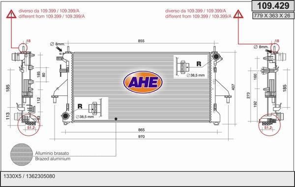 AHE 109.429 - Радіатор, охолодження двигуна autozip.com.ua