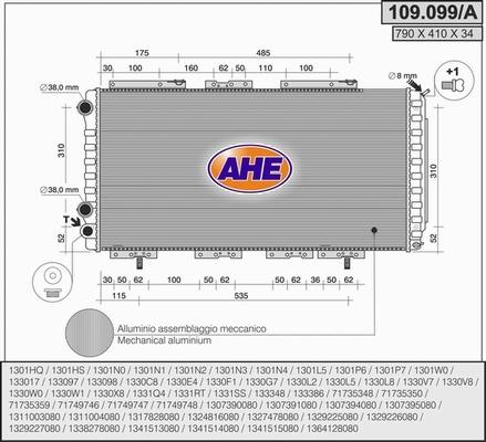 AHE 109.099/A - Радіатор, охолодження двигуна autozip.com.ua