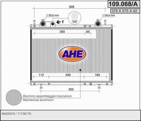 AHE 109.068/A - Радіатор, охолодження двигуна autozip.com.ua