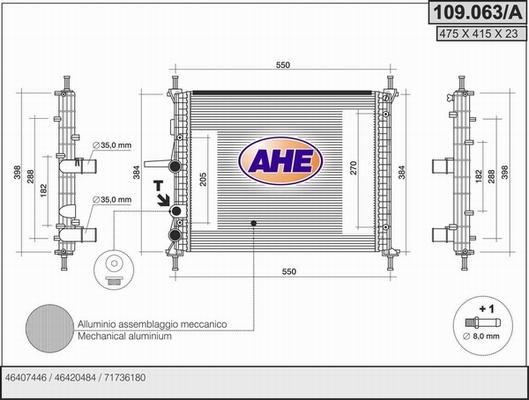 AHE 109.063/A - Радіатор, охолодження двигуна autozip.com.ua
