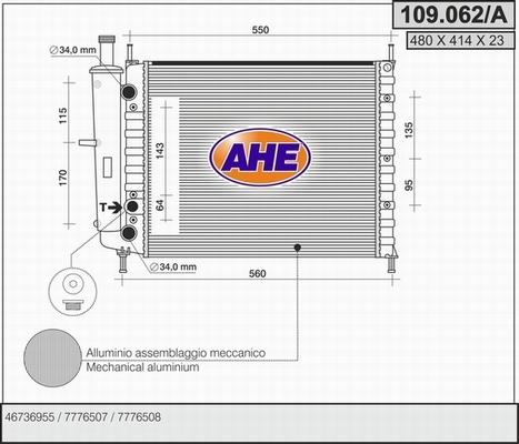 AHE 109.062/A - Радіатор, охолодження двигуна autozip.com.ua