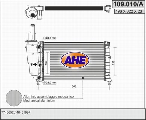 AHE 109.010/A - Радіатор, охолодження двигуна autozip.com.ua