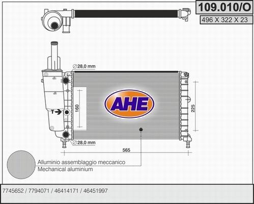 AHE 109.010/O - Радіатор, охолодження двигуна autozip.com.ua