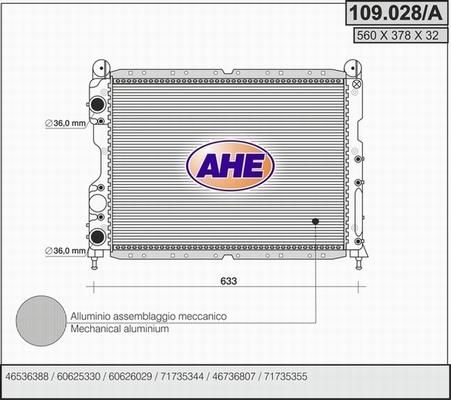 AHE 109.028/A - Радіатор, охолодження двигуна autozip.com.ua