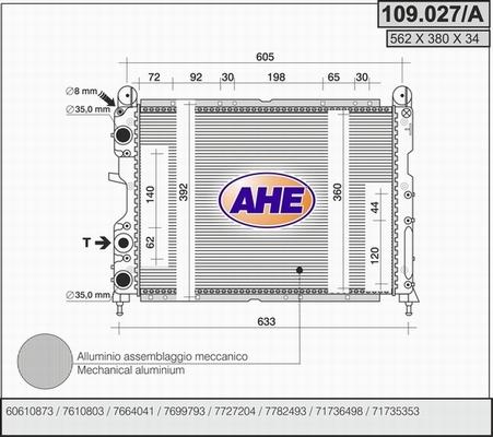 AHE 109.027/A - Радіатор, охолодження двигуна autozip.com.ua