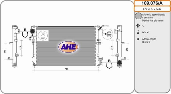 AHE 109.076/A - Радіатор, охолодження двигуна autozip.com.ua