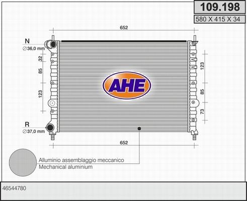 AHE 109.198 - Радіатор, охолодження двигуна autozip.com.ua