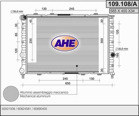 AHE 109.108/A - Радіатор, охолодження двигуна autozip.com.ua