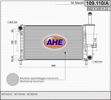AHE 109.110/A - Радіатор, охолодження двигуна autozip.com.ua