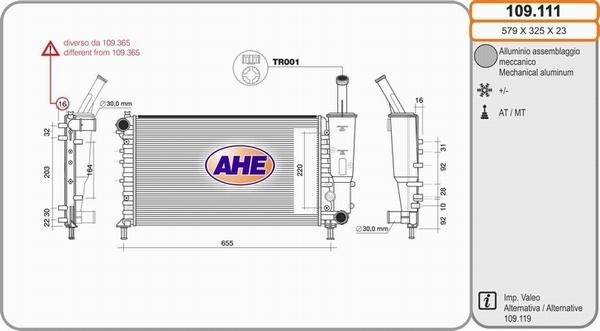 AHE 109.111 - Радіатор, охолодження двигуна autozip.com.ua