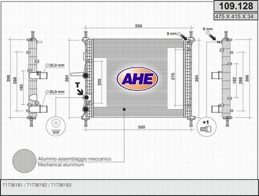 AHE 109.128 - Радіатор, охолодження двигуна autozip.com.ua
