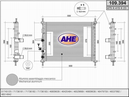 AHE 109.394 - Радіатор, охолодження двигуна autozip.com.ua