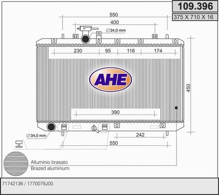 AHE 109.396 - Радіатор, охолодження двигуна autozip.com.ua