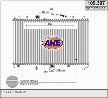 AHE 109.397 - Радіатор, охолодження двигуна autozip.com.ua
