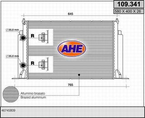 AHE 109.341 - Радіатор, охолодження двигуна autozip.com.ua