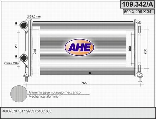 AHE 109.342/A - Радіатор, охолодження двигуна autozip.com.ua