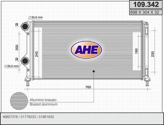 AHE 109.342 - Радіатор, охолодження двигуна autozip.com.ua