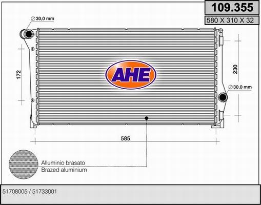AHE 109.355 - Радіатор, охолодження двигуна autozip.com.ua