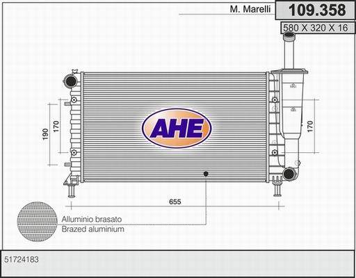 AHE 109.358 - Радіатор, охолодження двигуна autozip.com.ua