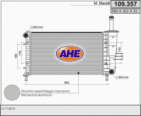 AHE 109.357 - Радіатор, охолодження двигуна autozip.com.ua