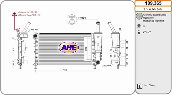 AHE 109.365 - Радіатор, охолодження двигуна autozip.com.ua