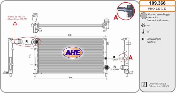 AHE 109.366 - Радіатор, охолодження двигуна autozip.com.ua