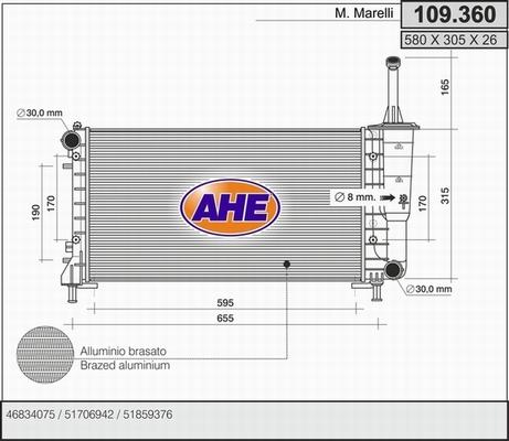 AHE 109.360 - Радіатор, охолодження двигуна autozip.com.ua